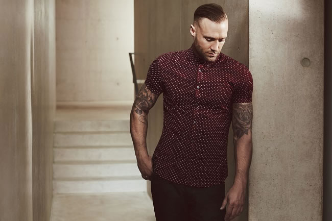 Burgandy Dotty Shirt £18