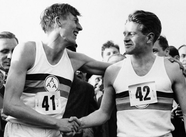 Sir Christopher Chataway alongside Roger Bannister